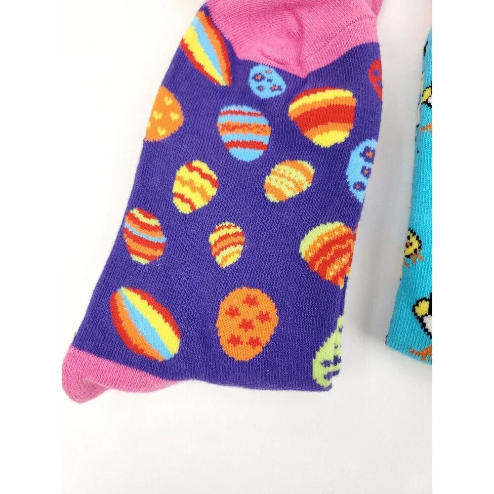 3 Pack Yo Sox Graphic Print Women's Crew Socks Easter Design Size 6-10